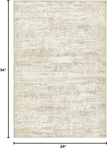 UERMEI 2x3 Entryway Area Rug: Washable Neutral Modern Abstract Small Rug - Non-Slip Low Pile Throw Indoor Carpet for Entrance Kitchen Front Door Mat Bathroom Entry Kids Room - Dark Brown - Beige/Brown