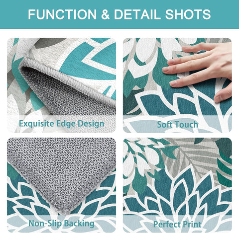 Arenarug Outdoor Rug Waterproof, Washable Patio Rug for Deck, 9x12, Teal