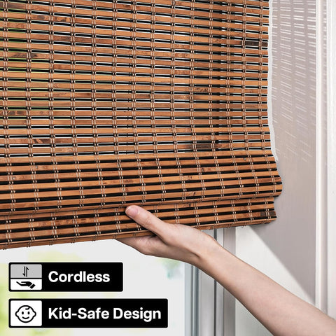 LazBlinds Cordless Bamboo Roman Shades for Windows, 20x64, Tatami