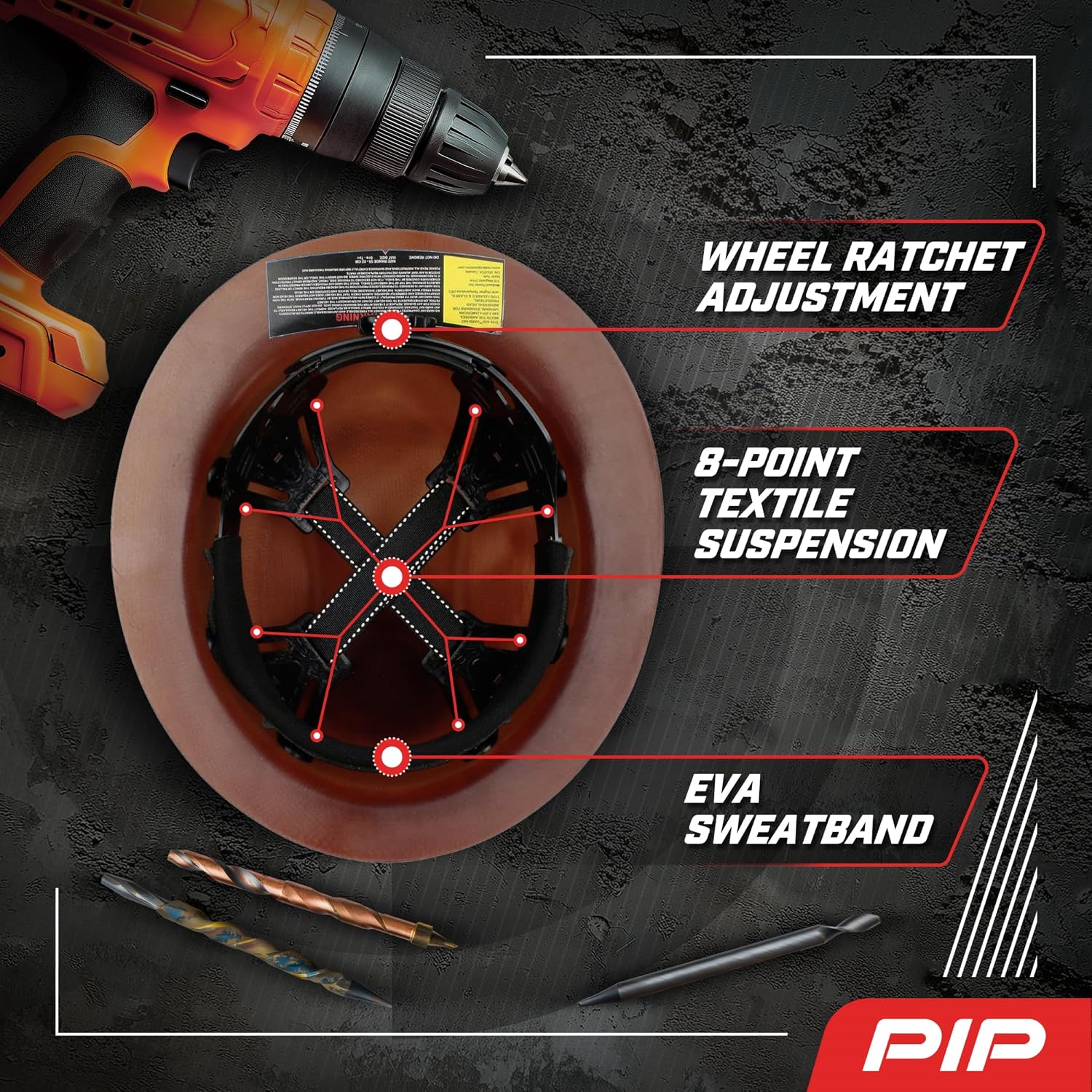 Dynamic WolfJaw Fiberglass Full Brim Hard Hat with Wheel Ratchet