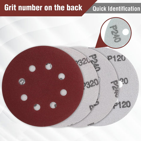 WORKPRO 150 Pack 5 Inch Sanding Discs Sandpaper, 8-Hole Hook and Loop