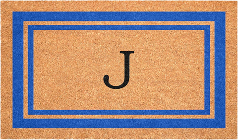 Calloway Mills 152971830J Blue Border 18" x 30" Monogram Doormat (Letter J)