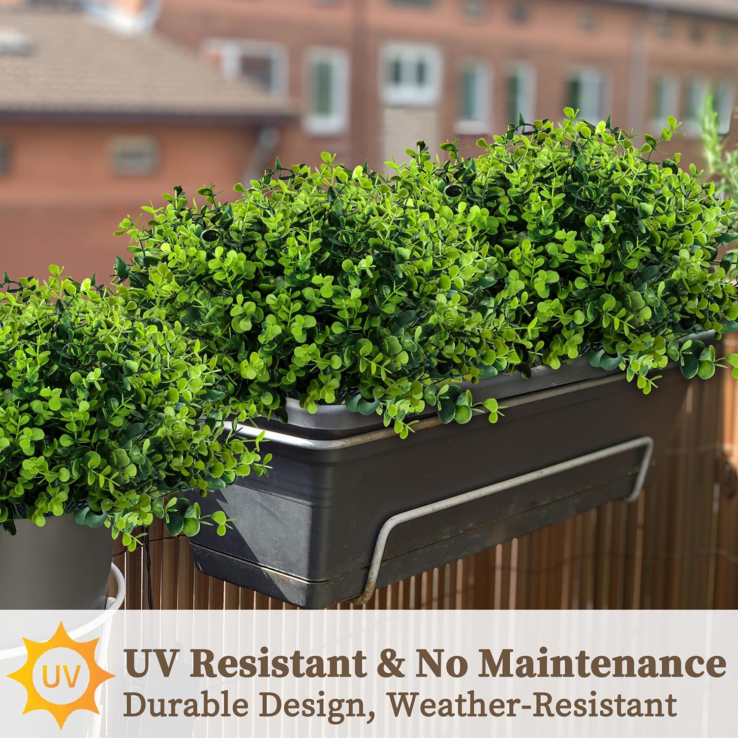 ColoPlay 20 Bundles Artificial Greenery Boxwood Plants, Fake Outdoor Plants