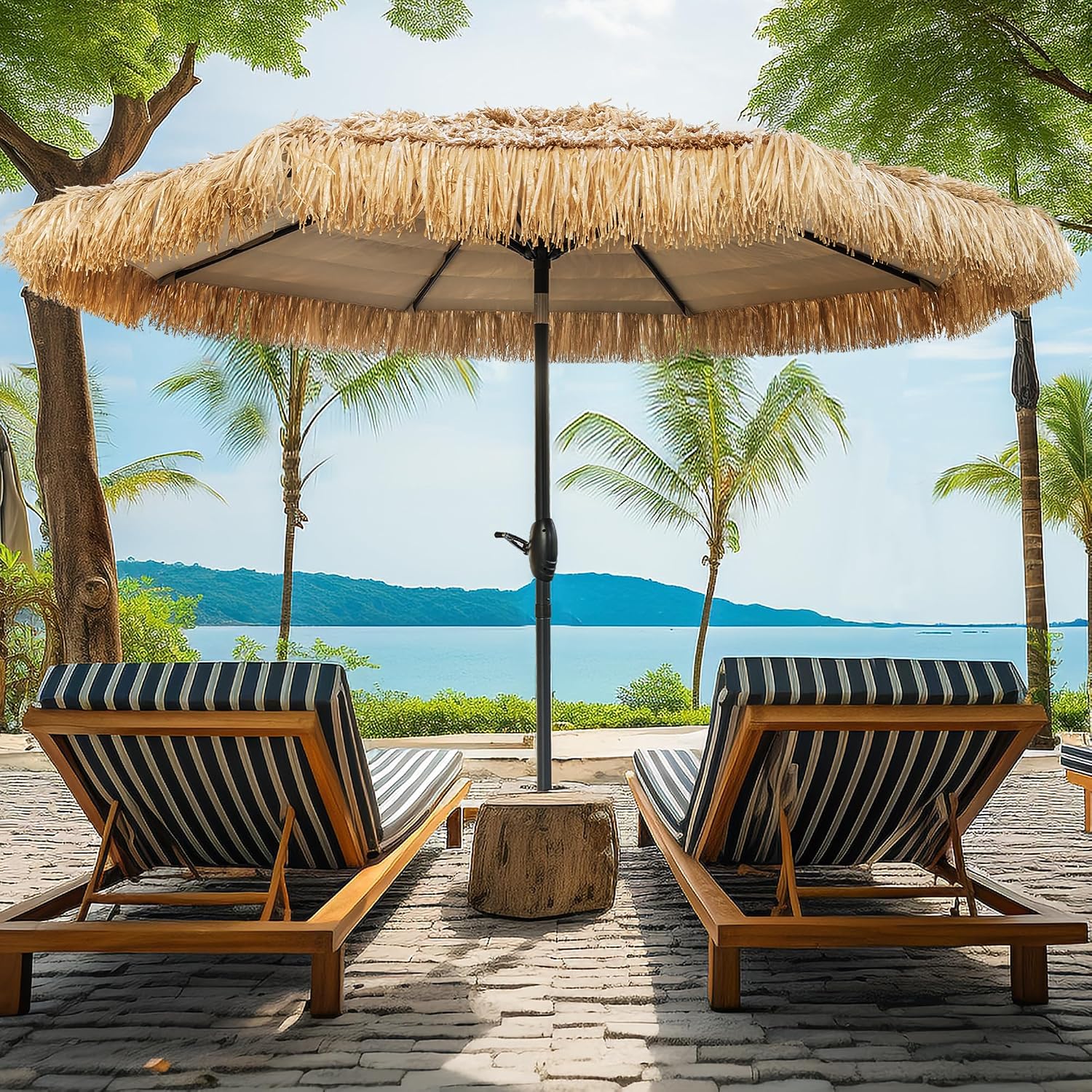 8FT Hula Tiki Thatched Patio Beach Umbrella Hawaiian Style for Outdoor