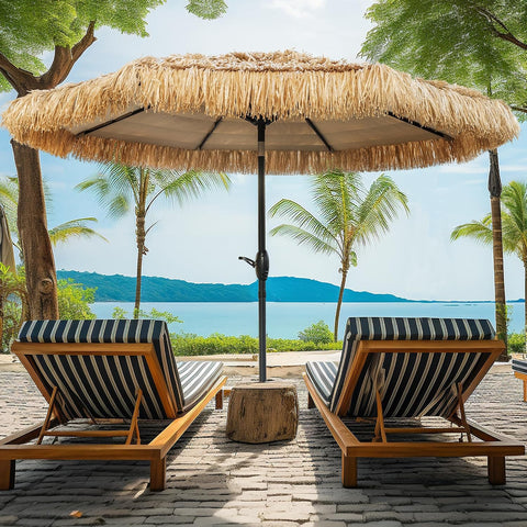 8FT Hula Tiki Thatched Patio Beach Umbrella Hawaiian Style for Outdoor