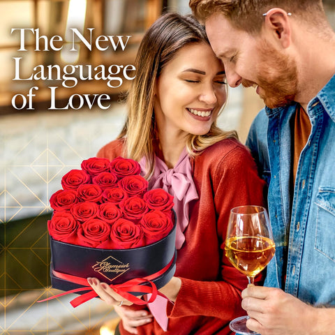 GLAMOUR BOUTIQUE Preserved Flowers, 16 Forever Red Roses in Heart Gift Box