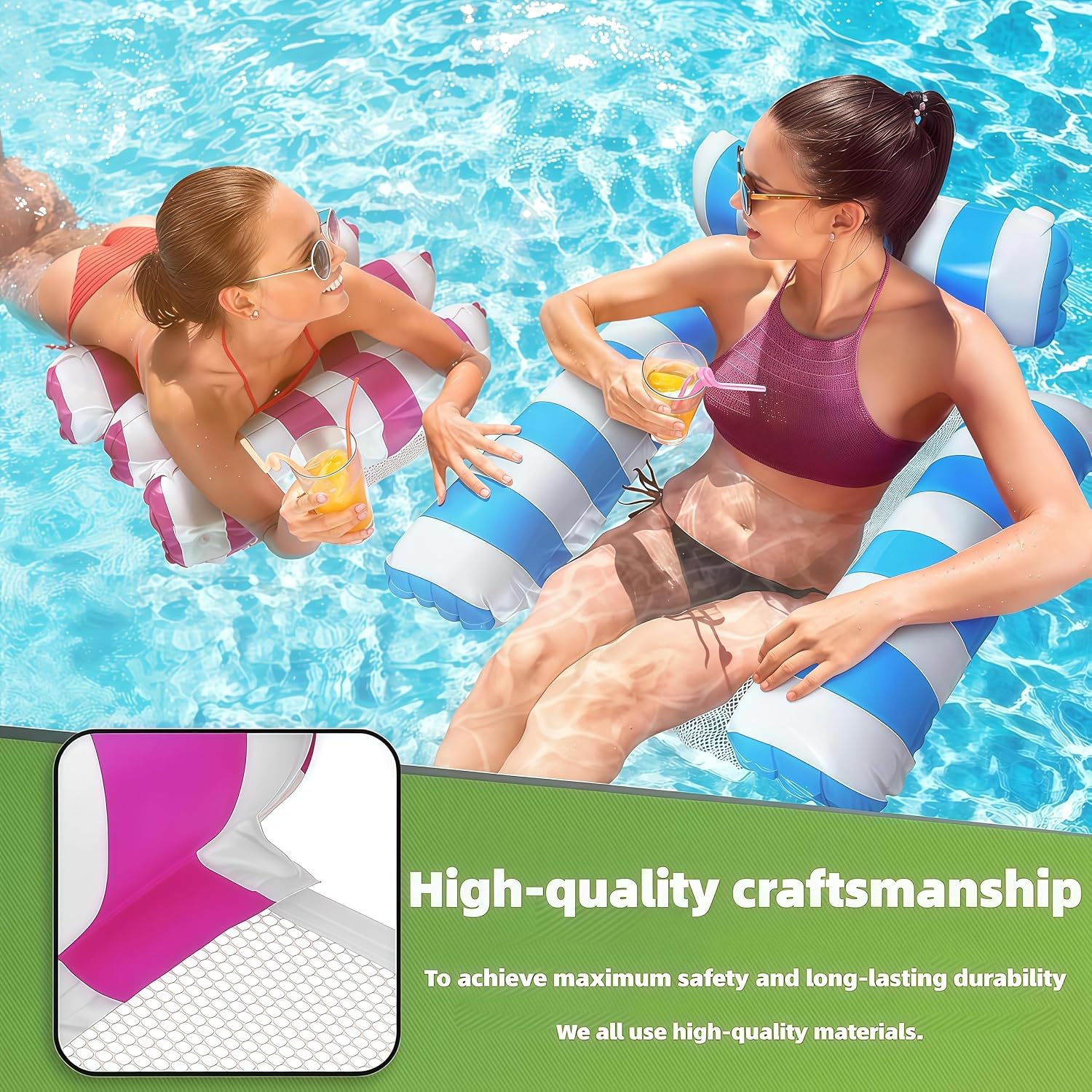 3 Pack 300 LB Pool Floats,Inflatable Pool Float Chair for Adults Swim Floating Party Vacation Fun and Rest