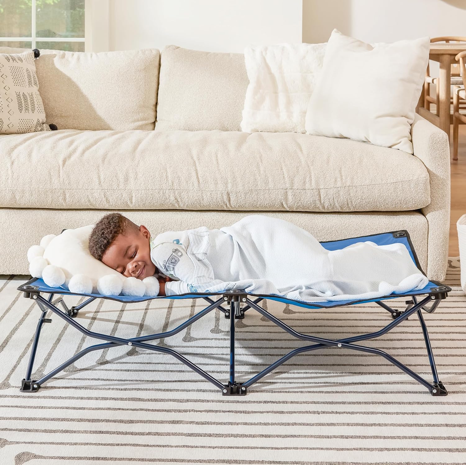 Regalo My Cot® Portable Toddler Bed, Foldable Kids Travel Bed & Camping Cot, Lightweight Sleeping Cot for Toddlers, Indoor/Outdoor, 46.5” x 24.5” x 9”, Royal Blue