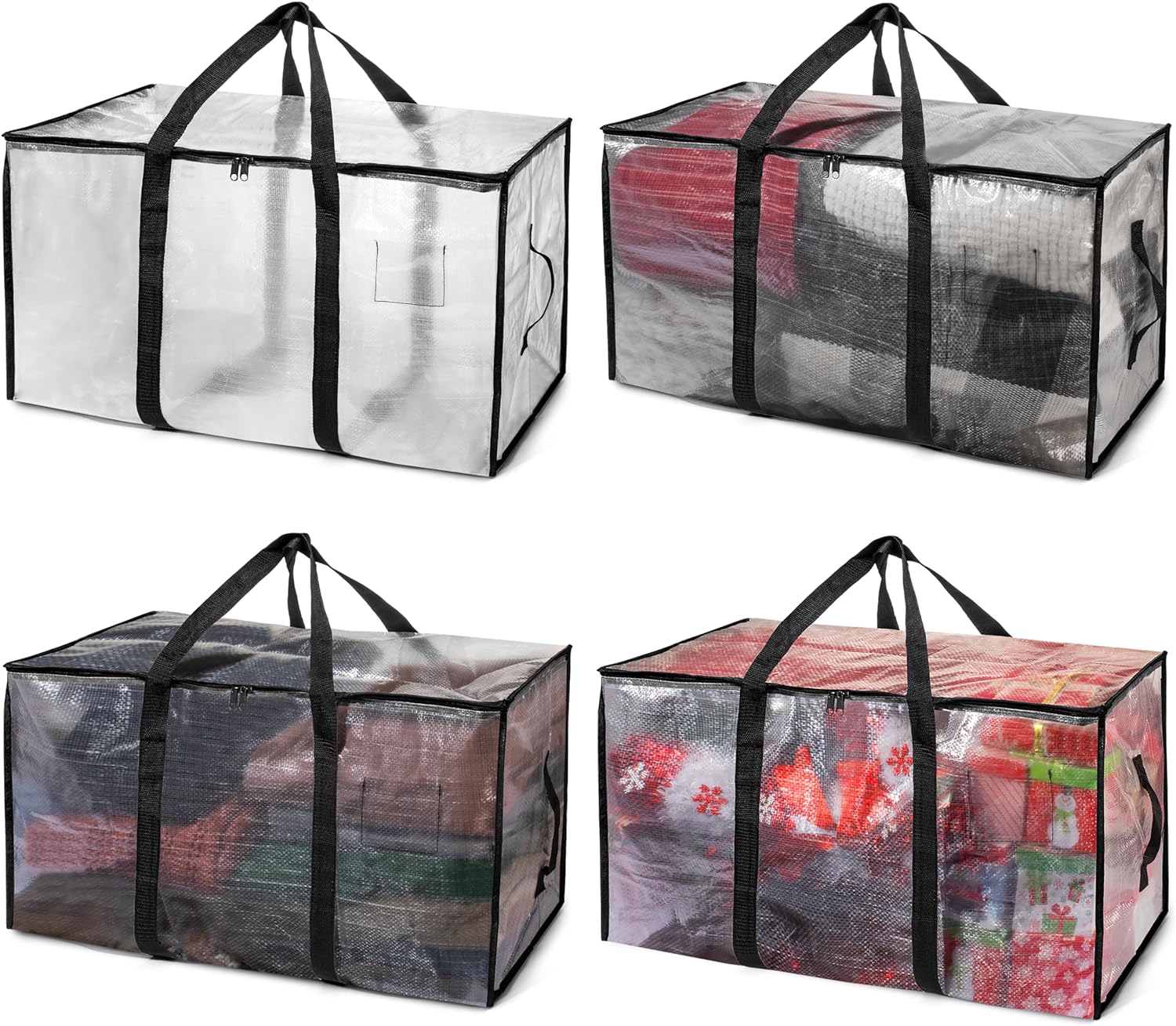 ClearSpace Heavy Duty Moving Bags or Storage Bins with Lids, Clear, 4 Pack