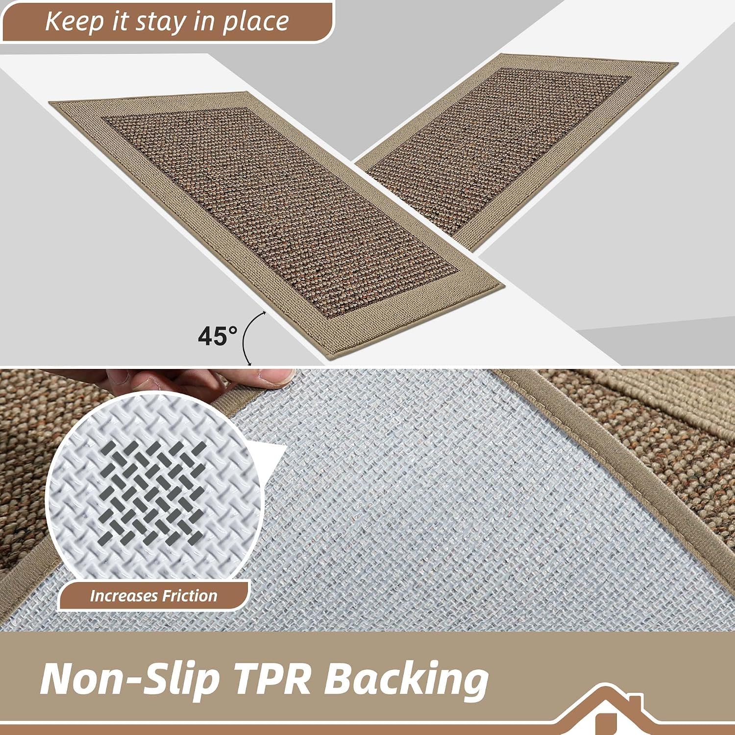BEQHAUSE Indoor Door Mat 36" x 60", Dirt Trapper Door Mats, Taupe