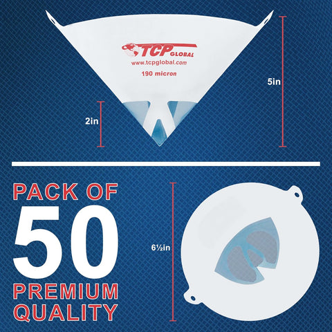 TCP Global - 190 Micron Filter Tips Ultra-Fine Paint Strainer (50 Pack)