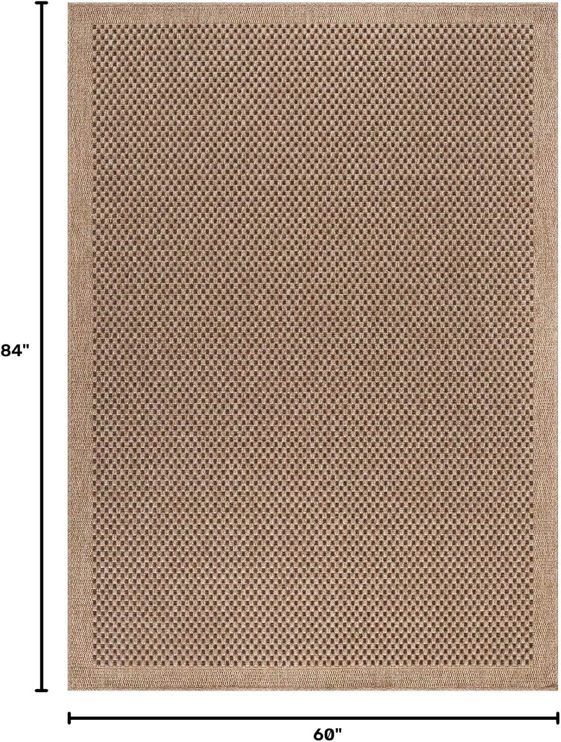CAMILSON Easy Jute Rug 5x7, Indoor Outdoor Natural Color Fiber Area Rugs for Living Room Patio and Kitchen Rug, Sisal Boho Woven Design, Easy-Cleaning, Washable Outside Carpet Alfombras para(5 x 7)