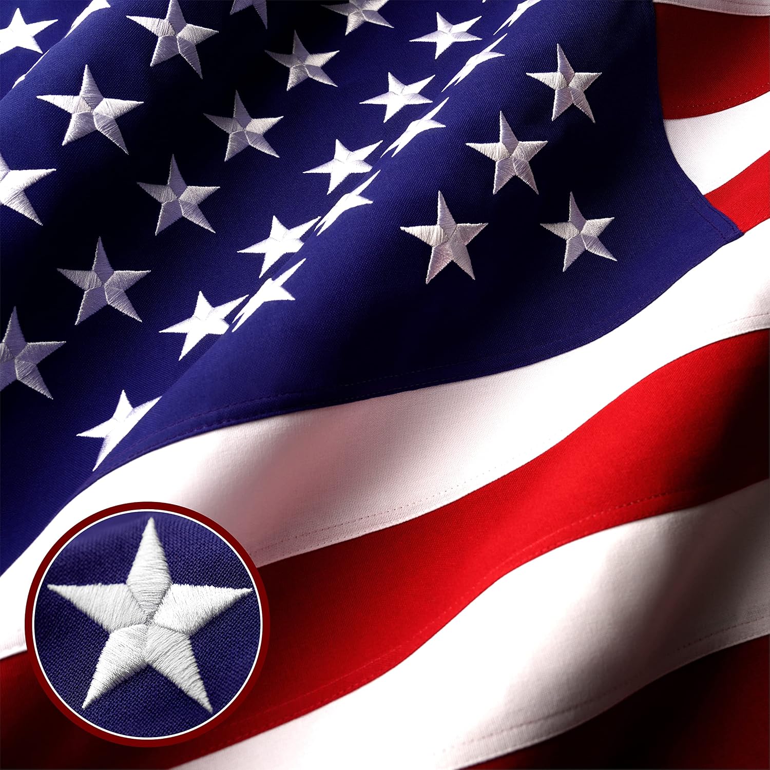 G128 4x6 Ft American Flag Deluxe TearProof Series, Featuring Super Tough Spun Polyester, Embroidered Stars, Sewn Stripes