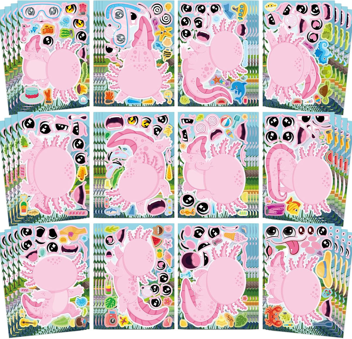 Axolotl Party Favors 48 Sheets Axolotl Birthday Decorations Stickers