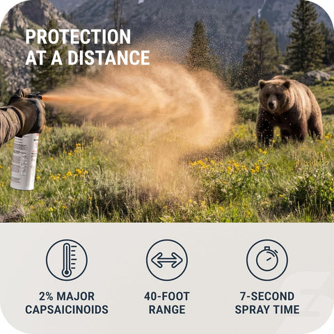 SABRE Frontiersman MAX Bear Spray & Mountain Lion Deterrent – 40‑Foot Range, Max Strength 2% Major Capsaicinoids, Self Defense for Hiking, Camping, Hunting, Fishing & Biking