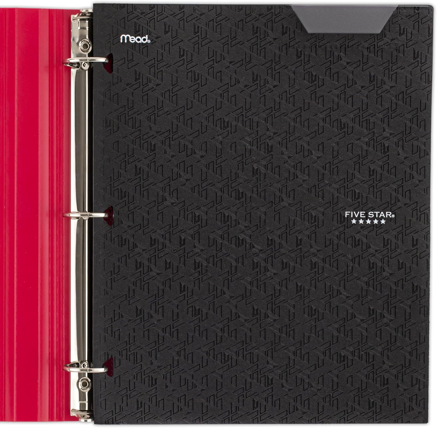 Five Star 2-Pocket Folder, Plastic Folder with Stay-Put Tabs, Fits 3-Ring Binder, Holds 8-1/2" x 11" Paper, Black (333420G-ECM)