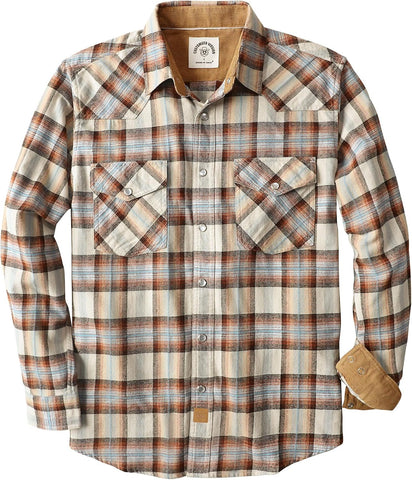 Dubinik® 6 oz Flannel Shirt for Men Western Pearl Snap Shirts Long Sleeve