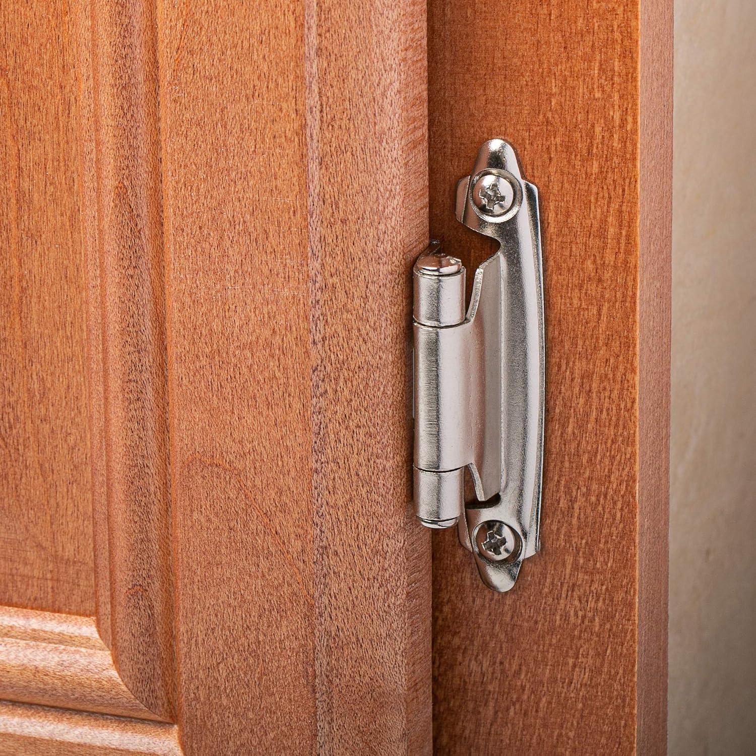 Decobasics 25 Pairs (50pcs) Self Closing Variable Overlay Flush Cabinet Hinge - Satin Nickel