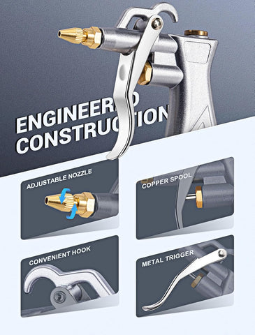 JASTIND Industrial Air Blow Gun with Brass Adjustable Air Flow Nozzle Kit