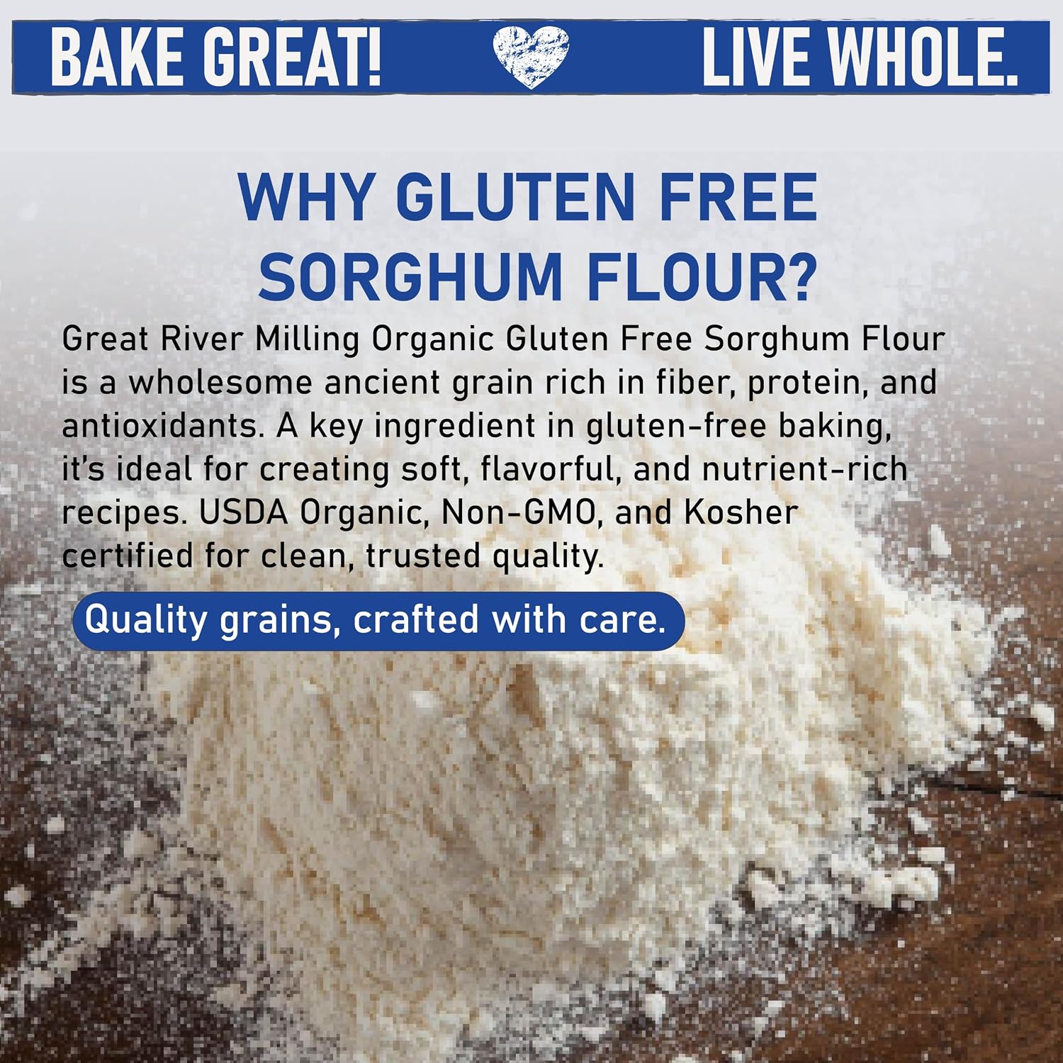 Great River Milling Organic Sorghum Flour, Gluten Free, 25 lb