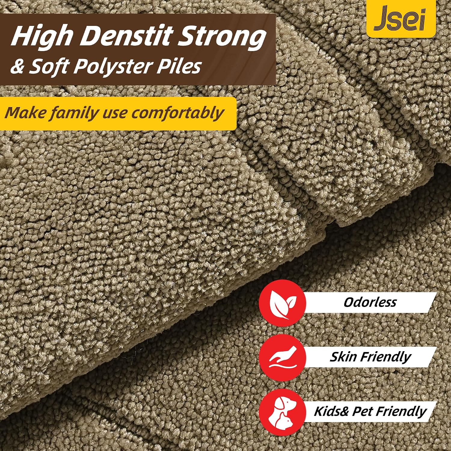JSEI Door Mat for Entrance 20"x48", Dirt Trapper Doormat, Beige