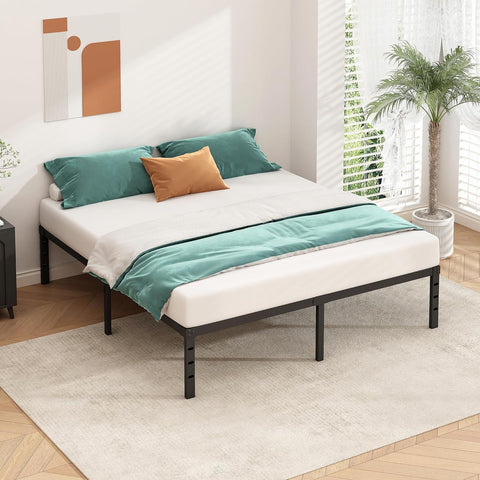HLIPHA Metal Platform Bed Frame 14 Inch Tall,No Box Spring Needed,Full Size Bed with Heavy Duty Strong Support Slats,Easy to Assemble,Black
