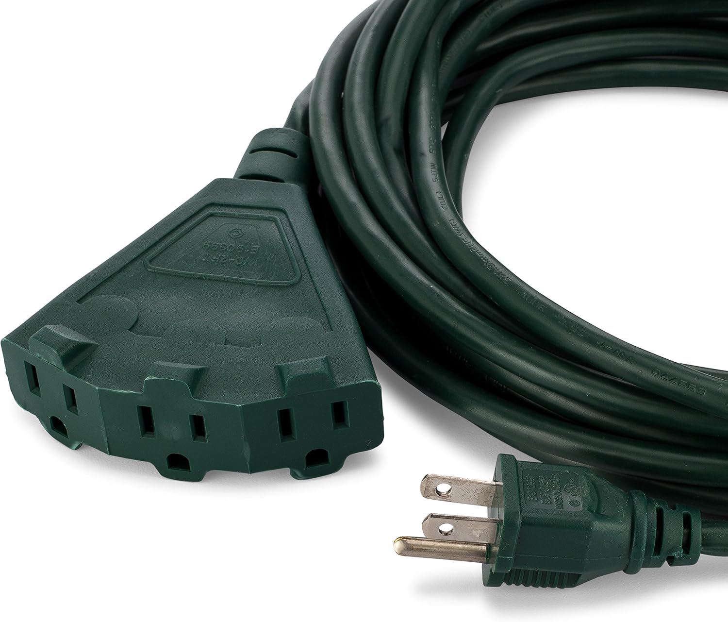 Holiday Lighting Outlet 25-Foot Green Extension Cord, 3-Prong Indoor & Outdoor Splitter, Perfect for Landscape Lighting