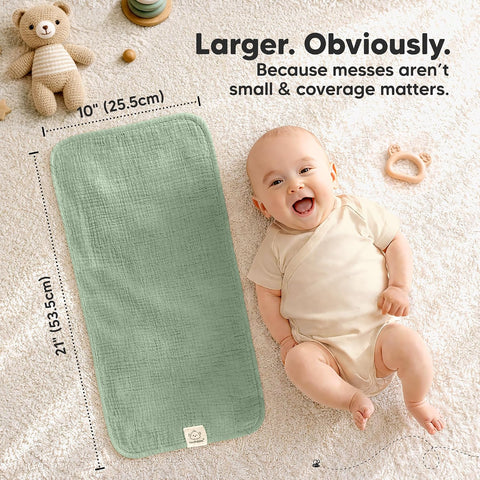 KeaBabies Organic Muslin Burp Cloths Baby Boy, Girl, 10-Pack (Slate)