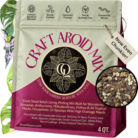 Craft Aroid Potting Mix- Elite Organic Alocasia, Philodendron, Monstera Soil Mix, Chunky, Well Draining Potting Soil for Indoor Plants, All Tropical Plants & Houseplants, Sustainable & Peat Free 4QT