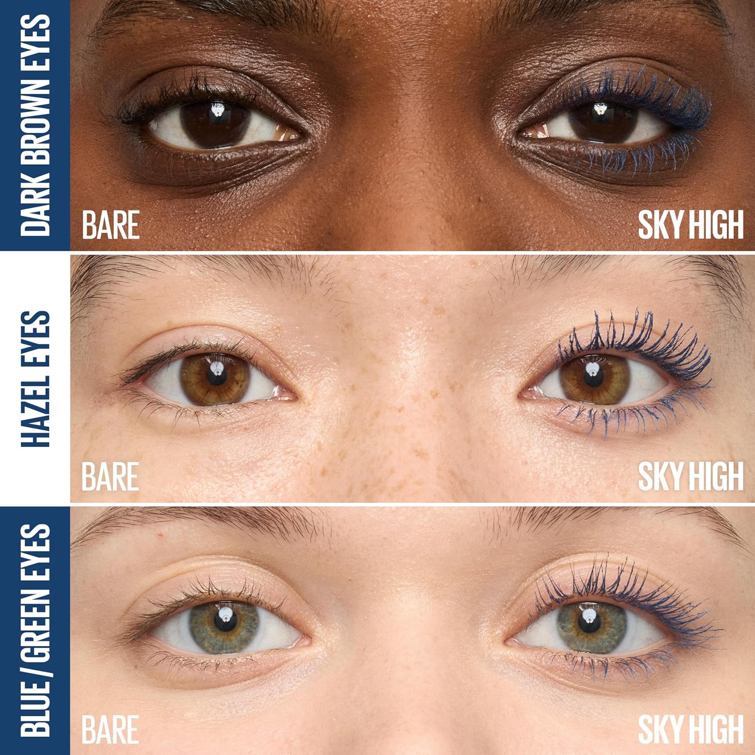 Maybelline Lash Sensational Sky High Mascara Makeup, Volumizing, Lengthening, Defining, Curling, Multiplying, Buildable, Washable Formula, Navy Records, 1 Count