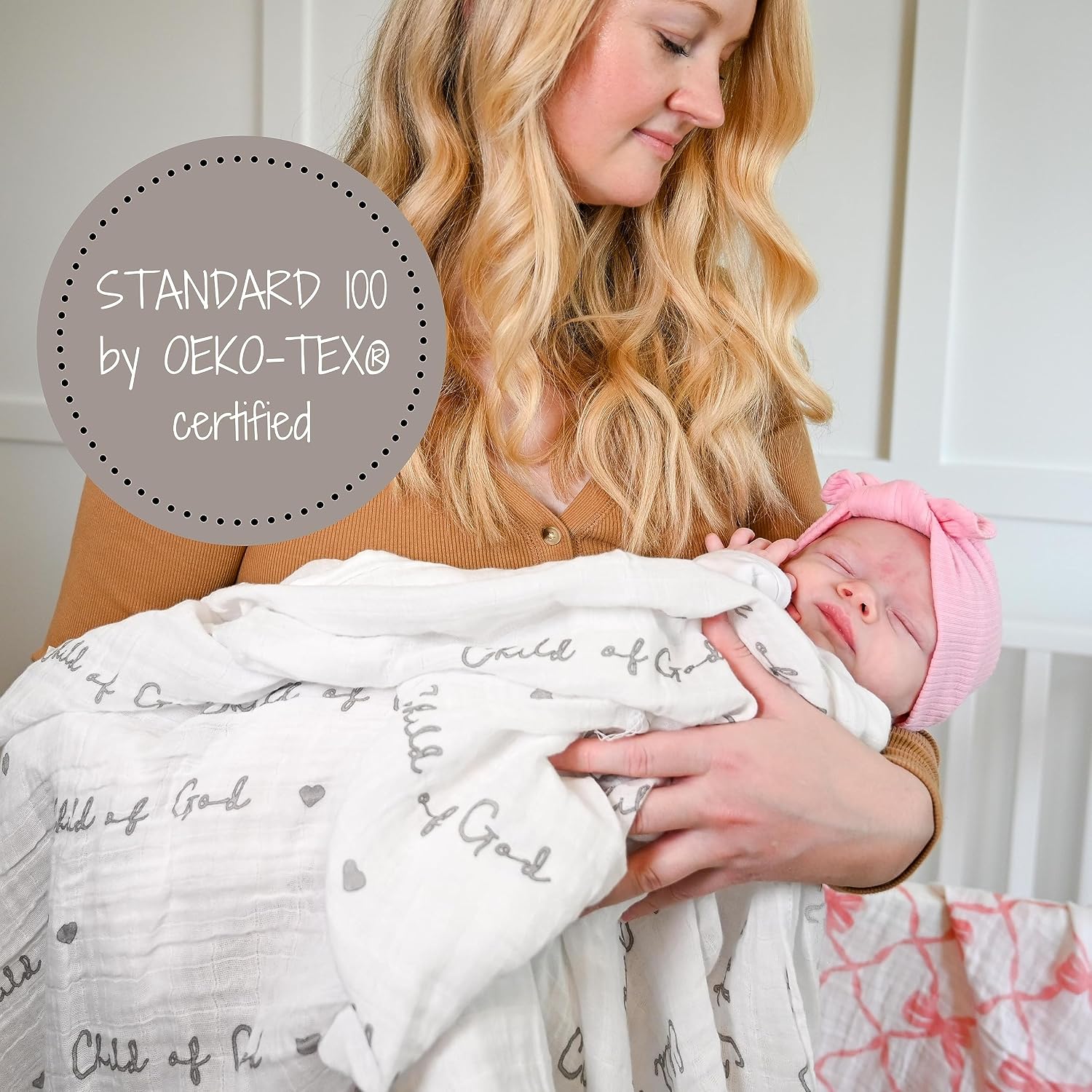 LollyBanks Muslin Swaddle Blanket, 47 x 47 in, Newborn Receiving Blanket