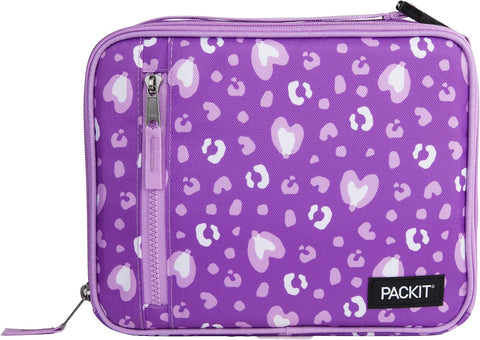 PackIt Freezable Classic Lunch Box, Leopard Hearts Purple