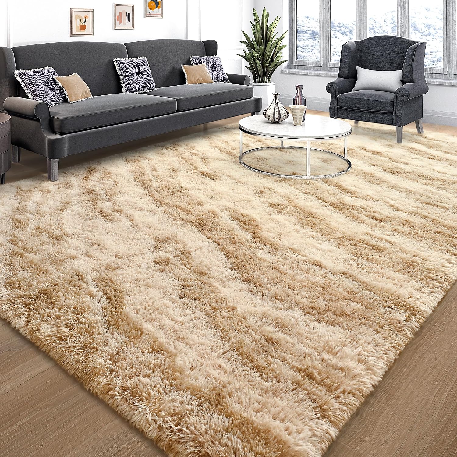 Tepook Soft Fluffy Rugs for Living Room, 5x8 Shaggy Area Rug for Bedroom
