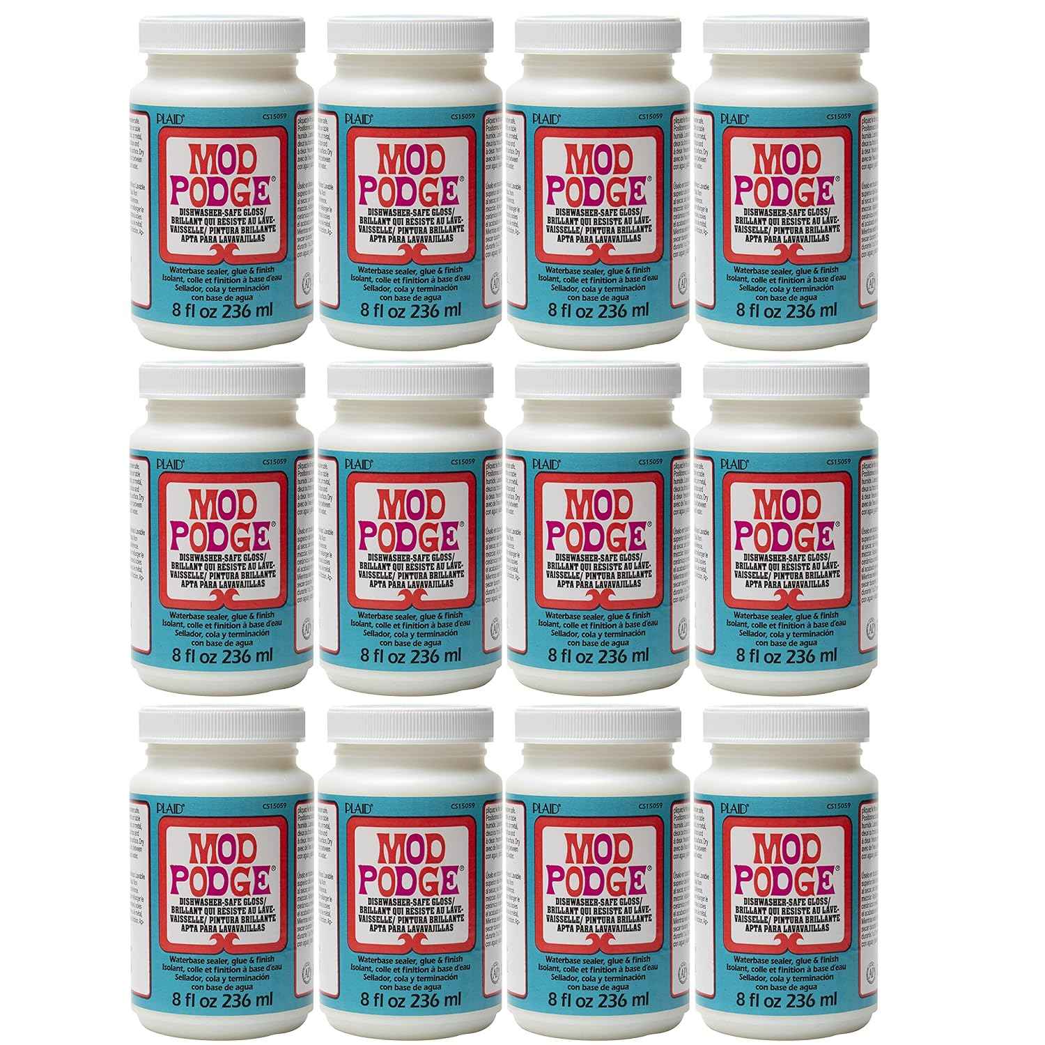 Mod Podge Dishwasher Safe Waterbased Sealer, Decoupage Glue with Gloss Finish, 8 fl oz (Pack of 12),Clear,CS15059B- (Pack of 12)