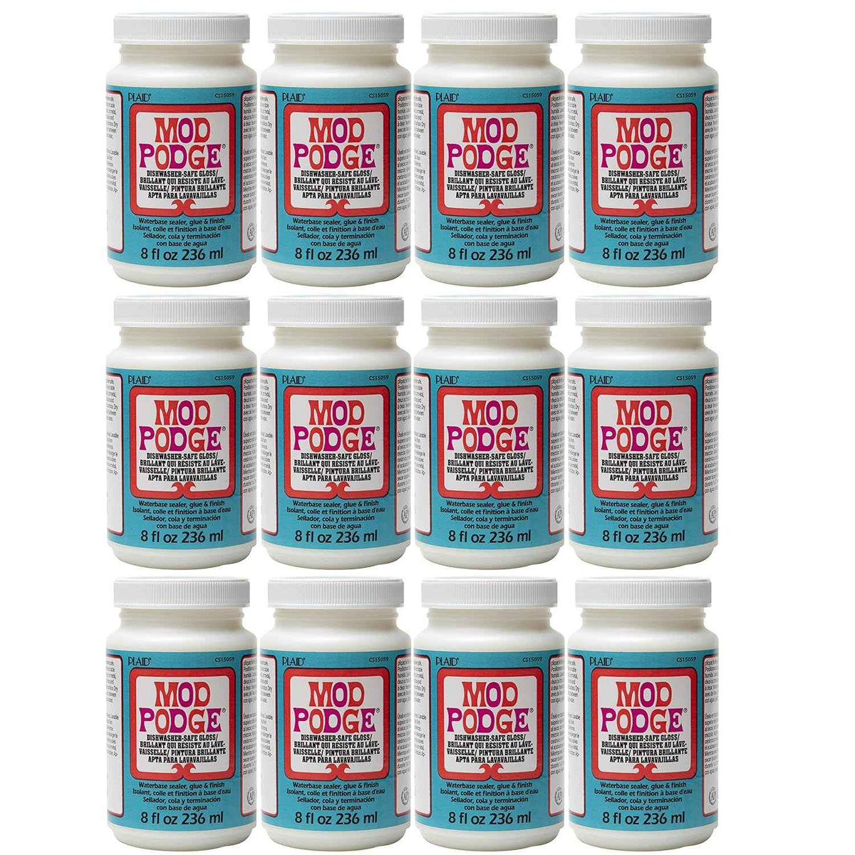 Mod Podge Dishwasher Safe Waterbased Sealer, Decoupage Glue with Gloss Finish, 8 fl oz (Pack of 12),Clear,CS15059B- (Pack of 12)