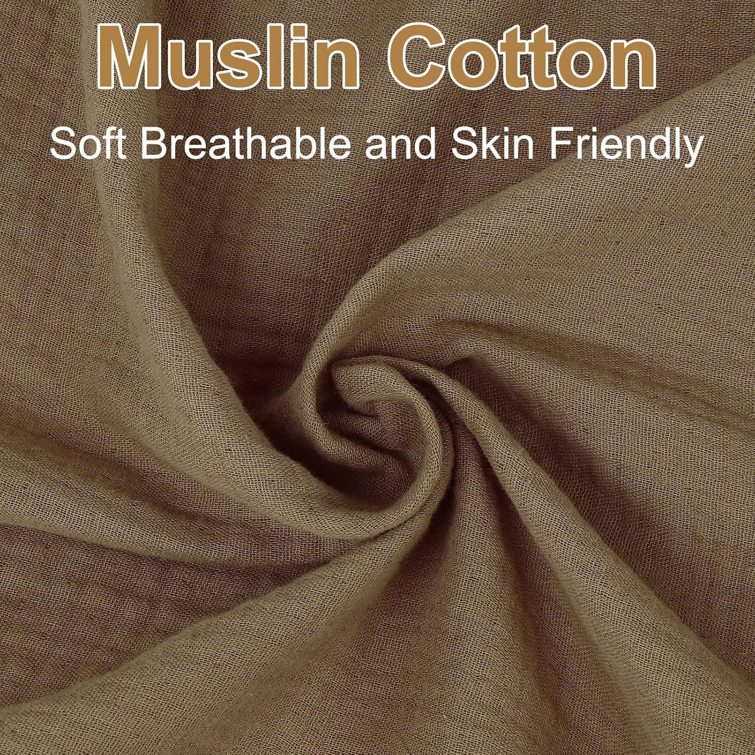 2 Pack Muslin Crib Sheets for Standard Crib Mattress 52" x 28", Taupe