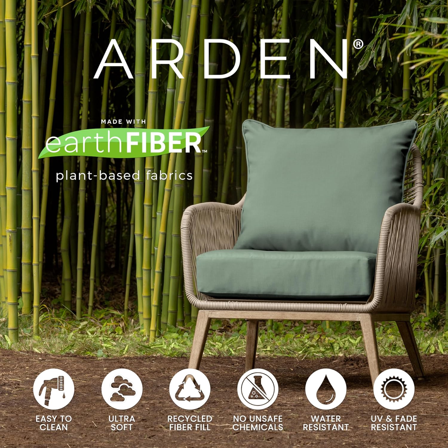Arden earthFIBER Outdoor Dining Chair Cushion, 20 x 20, Rain-Proof, Fade Resistant, Luau Red Tropical Floral