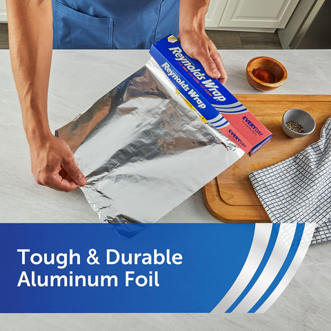 Reynolds Wrap Everyday Strength Aluminum Foil Roll, 12 Inch Wide, 200sq ft