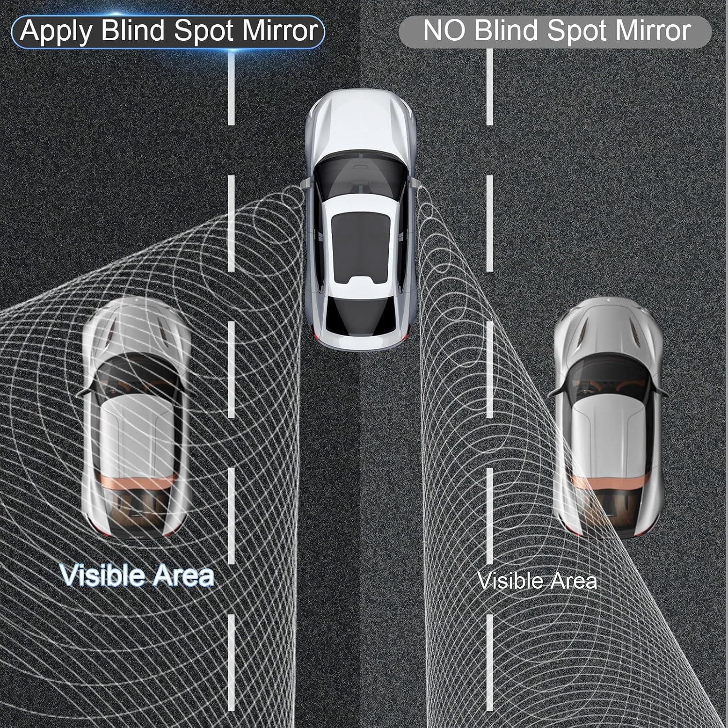 4 Pack Blind Spot Mirror for Car Frameless Mirror Blindspot Convex HD Glass