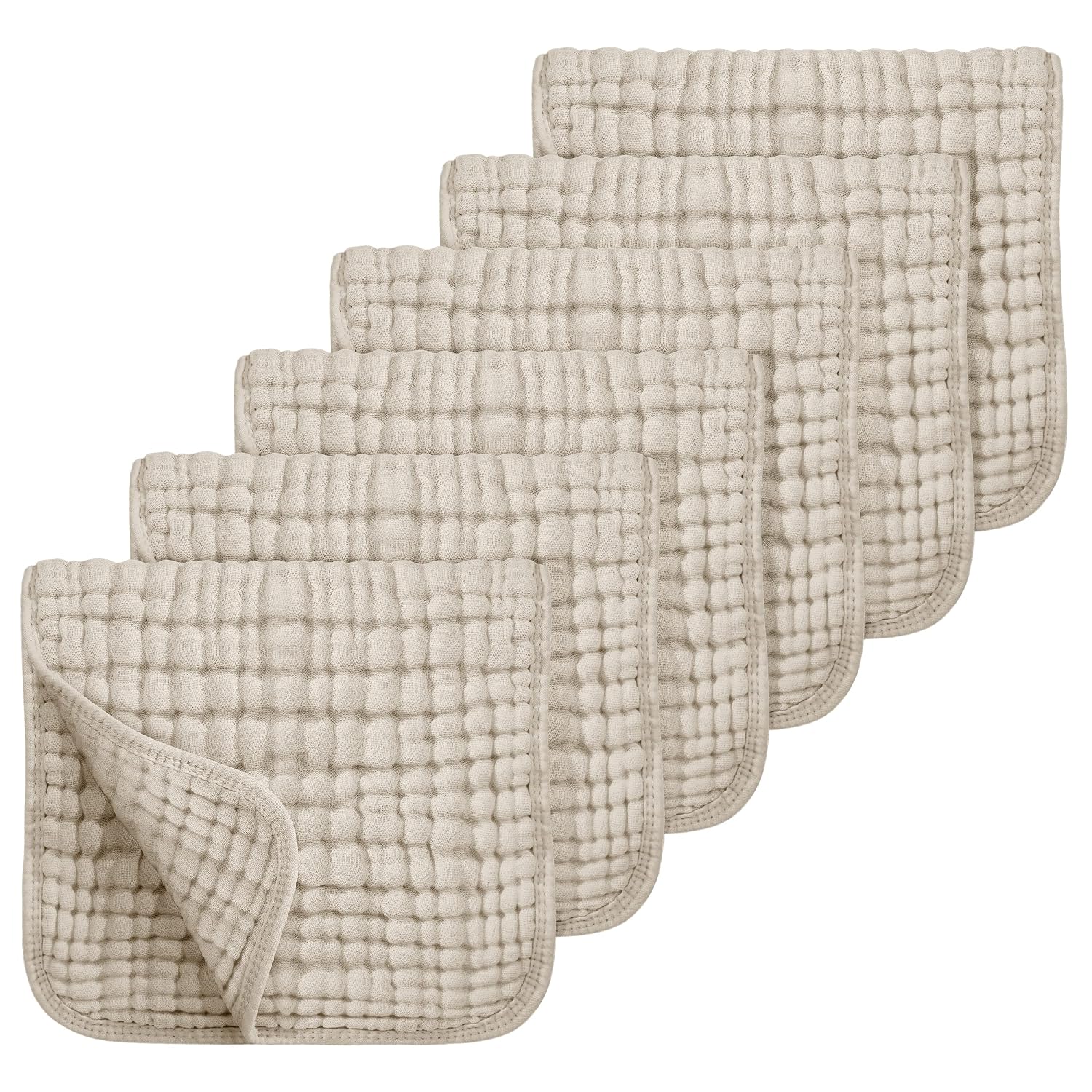 Looxii Muslin Baby Burp Cloths, Absorbent Brup Rags 6 Pack Set for Baby