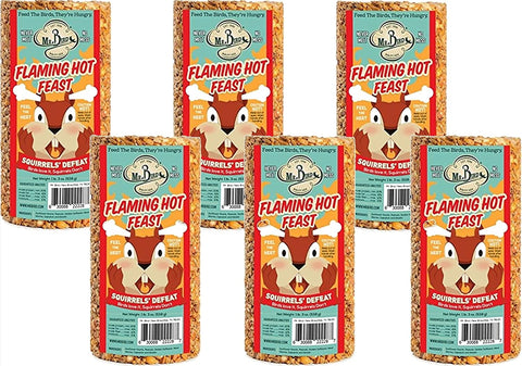 Mr. Bird Flaming Hot Feast Spicy Bird Seed Cylinder, 6-Pack, 1 lb 3 oz