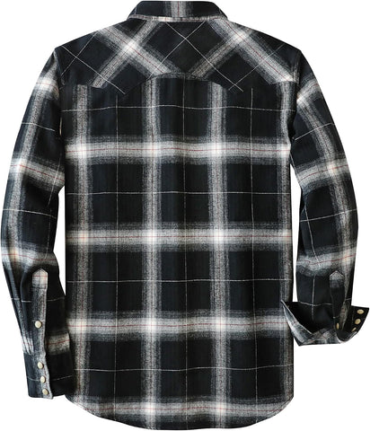 Dubinik® 6 oz Flannel Shirt for Men Western Long Sleeve Cotton Snap Cowboy