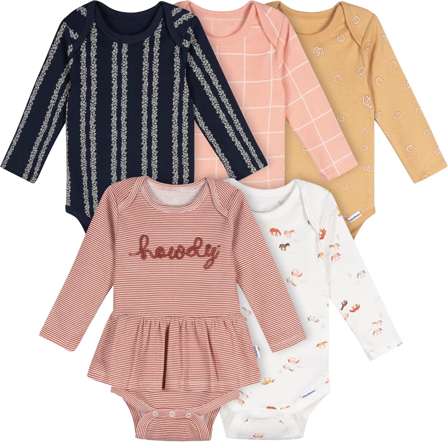 Gerber Baby Girls' 6-pack Long-sleeve Onesies Bodysuits