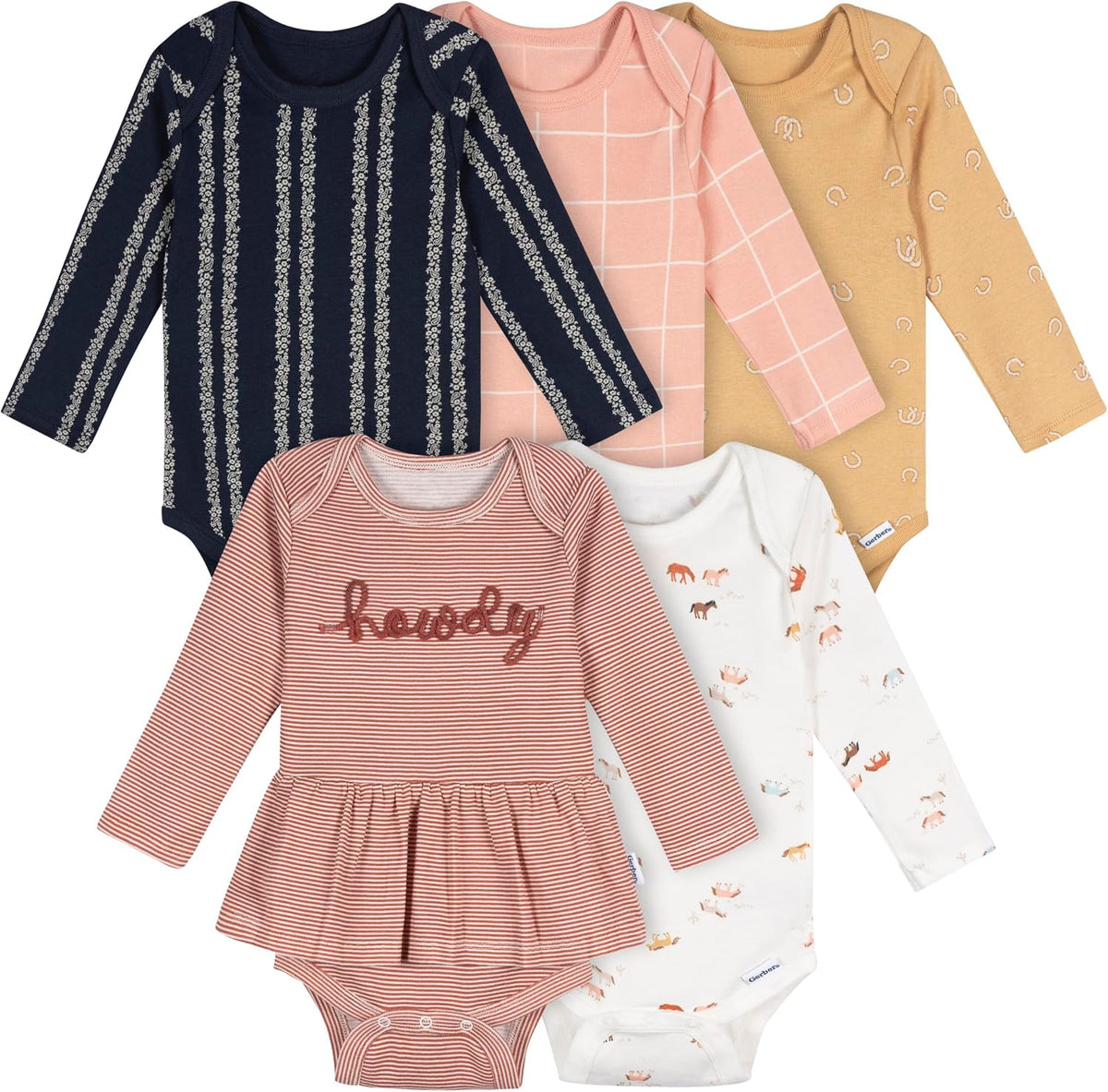 Gerber Baby Girls' 6-pack Long-sleeve Onesies Bodysuits