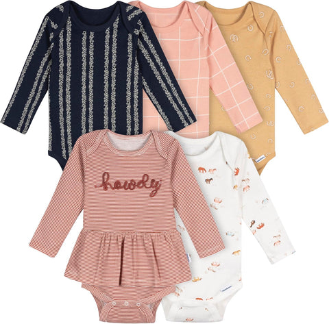 Gerber Baby Girls' 6-pack Long-sleeve Onesies Bodysuits