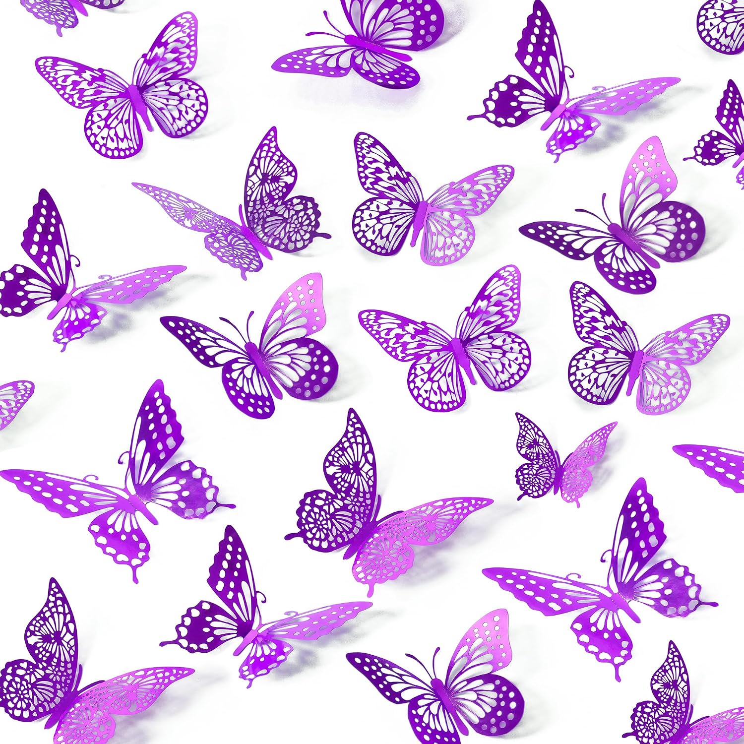 SAOROPEB 3D Butterfly Wall Decor 48 Pcs Purple Butterfly Decorations