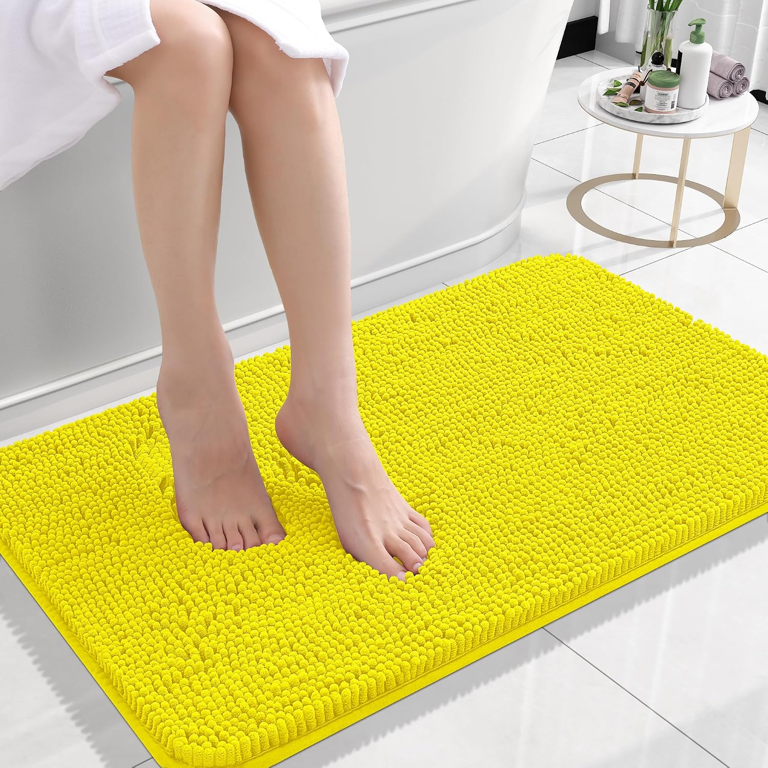 OLANLY Small Bathroom Rugs 24x16, Extra Soft Absorbent Chenille Bath Rugs