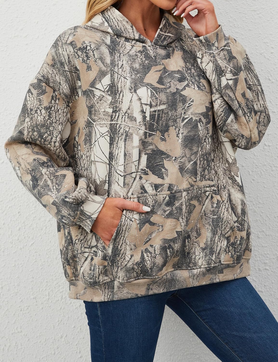 Anoumcy Camo Hoodie Womens Maple Leaf Sweatshirts