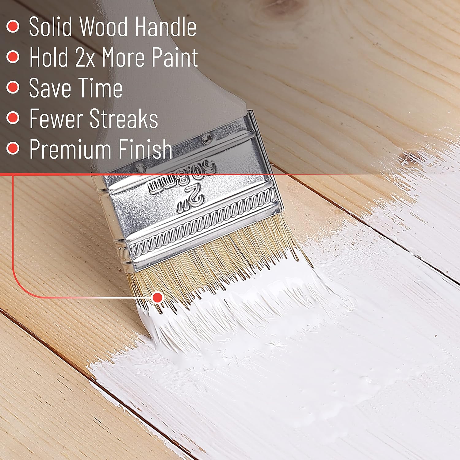 Bates- Chip Paint Brushes, 2 Inch, 9 Pack, Natural Bristle with Wood Handle