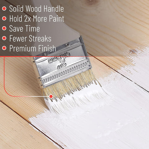 Bates- Chip Paint Brushes, 2 Inch, 9 Pack, Natural Bristle with Wood Handle
